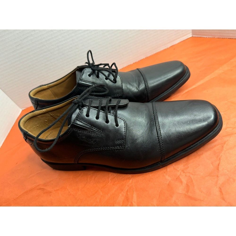Clarks Men's Tilden Medium Cap Toe Oxford Shoes Black Sz 8.5